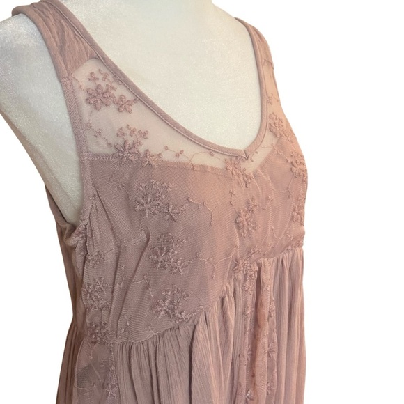 Abercrombie & Fitch Fairy Dress Size XS Mauve Empire Waist Embroidered Boho - Picture 6 of 11